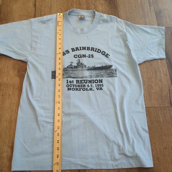 VTG USS Bainbridge Adult Large Shirt Missile Destroyer Navy Single Stitch 90s - Picture 5 of 7